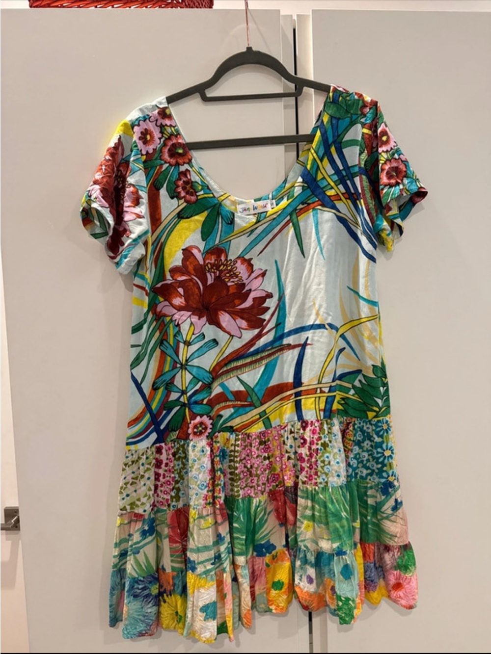 Jams World - Vintage Floral Tiered Dress with Tropical Print